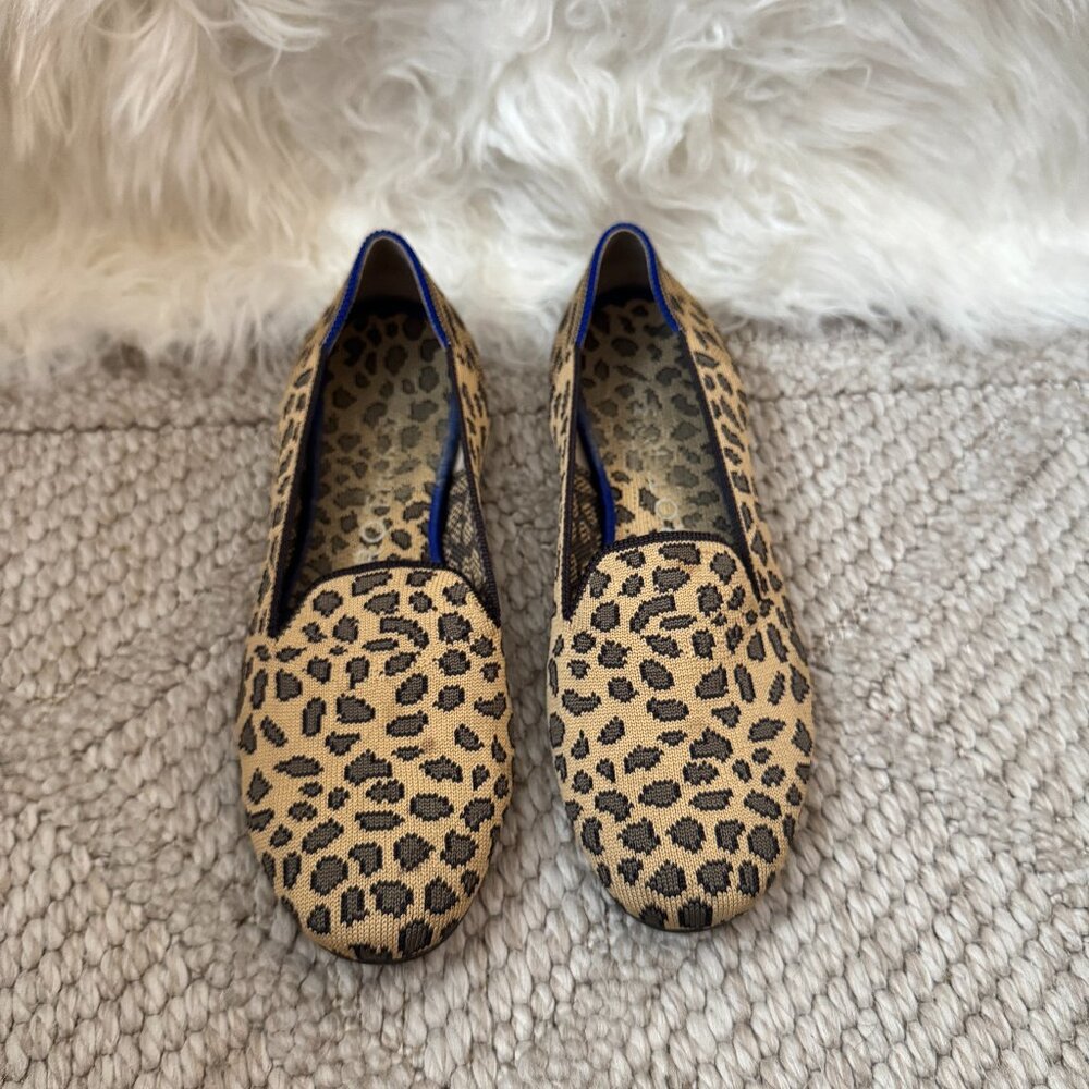 Rothy’s cheetah/leopard print flats (The Loafer style) in size 7.5